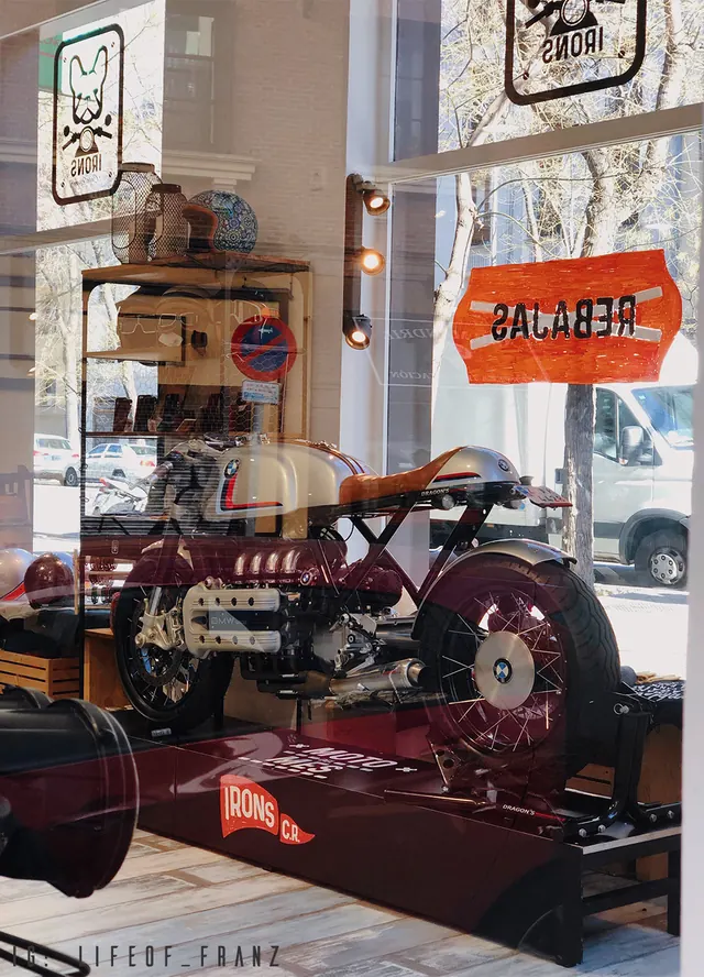 Vintage Motorcycle Workshop Mockup, photographic, retro, high-contrast