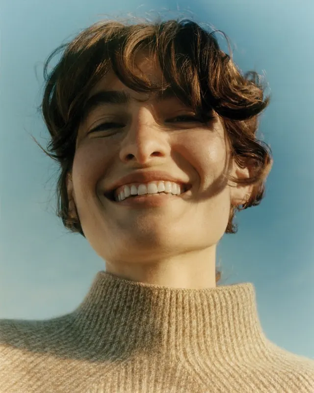 Smiling Woman Portrait, photographic, organic, warm