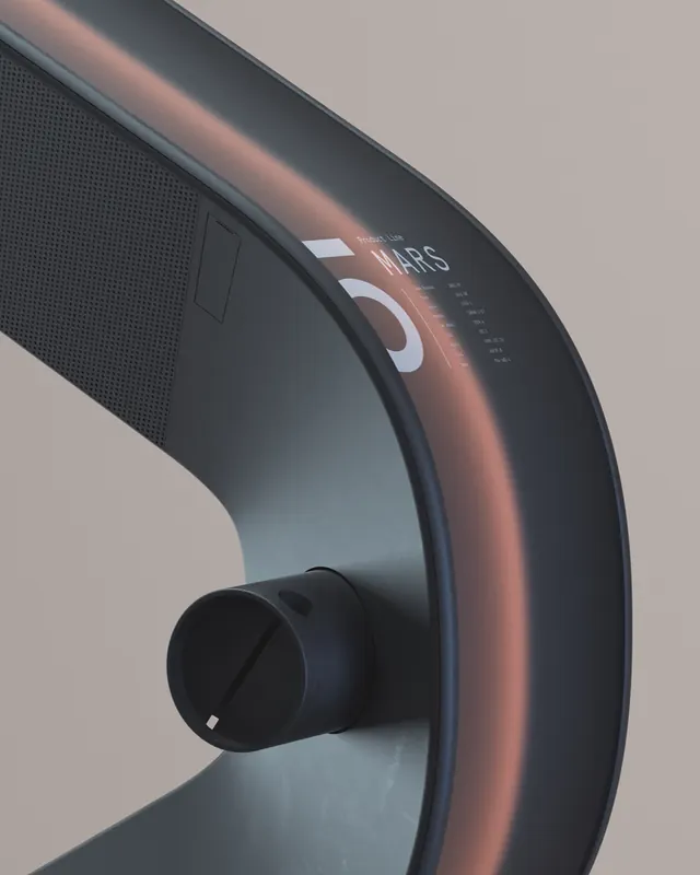 Curved Hardware Interface Mockup, minimal, technical, dark