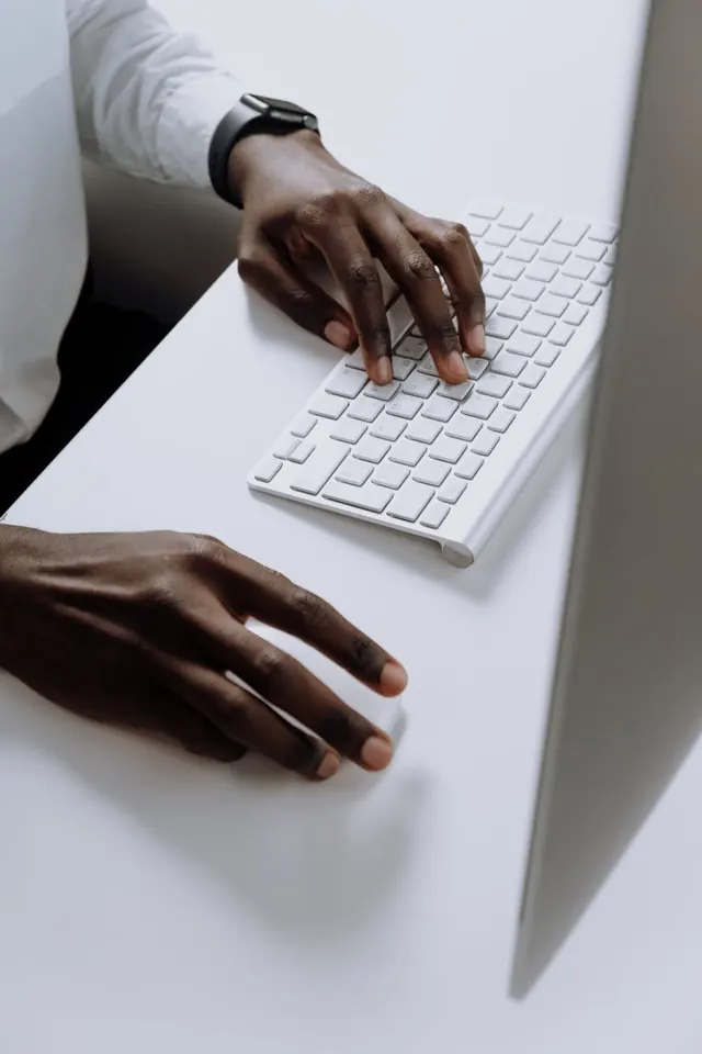 Hands Typing on Laptop Mockup, minimal, photographic, light