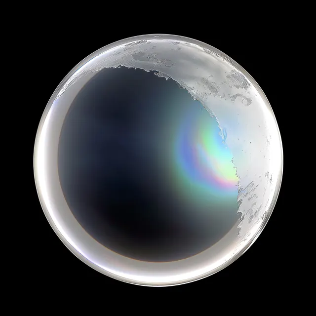 Iridescent Sphere with Texture, glassmorphism, 3d-render, vibrant