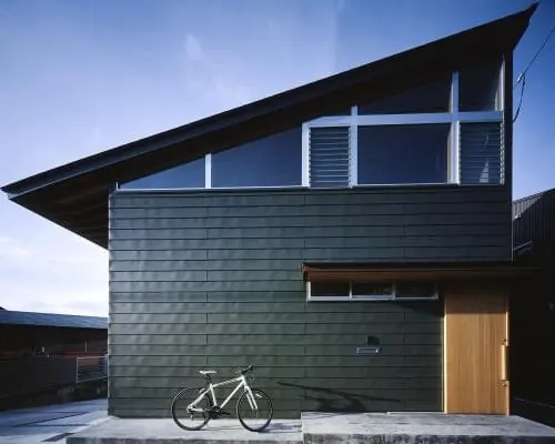 Modern Architecture with Bicycle Detail, minimal, photographic, muted