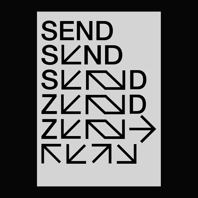 SEND Wordmark Evolution, minimal, swiss, high-contrast