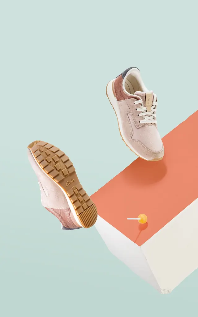 Sneaker Mockup with Geometric Shapes, minimal, geometric, pastel