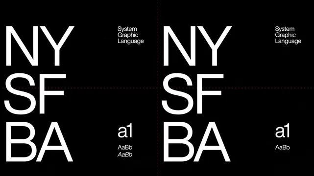 NY SF BA Type Specimen, minimal, swiss, high-contrast