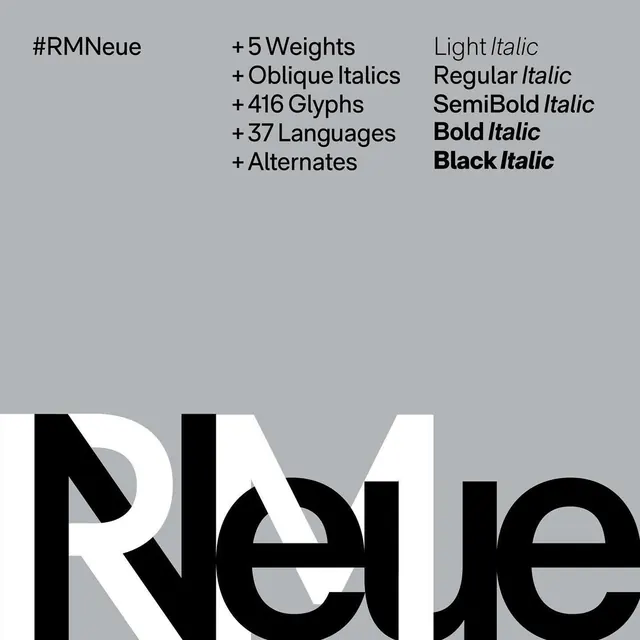 RMNeue Type Specimen, minimal, swiss, monochrome