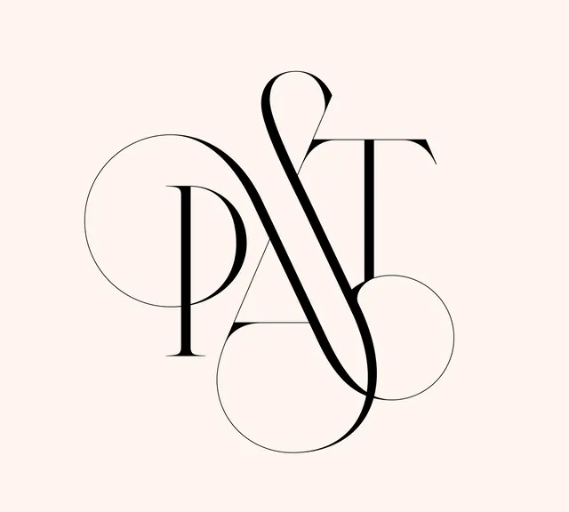 Interlocking PNT Monogram, minimal, geometric, monochrome