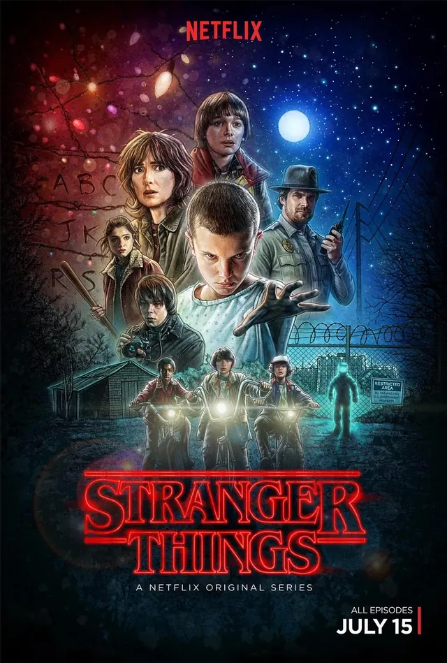 Stranger Things Netflix Poster, photographic, maximalist, dark