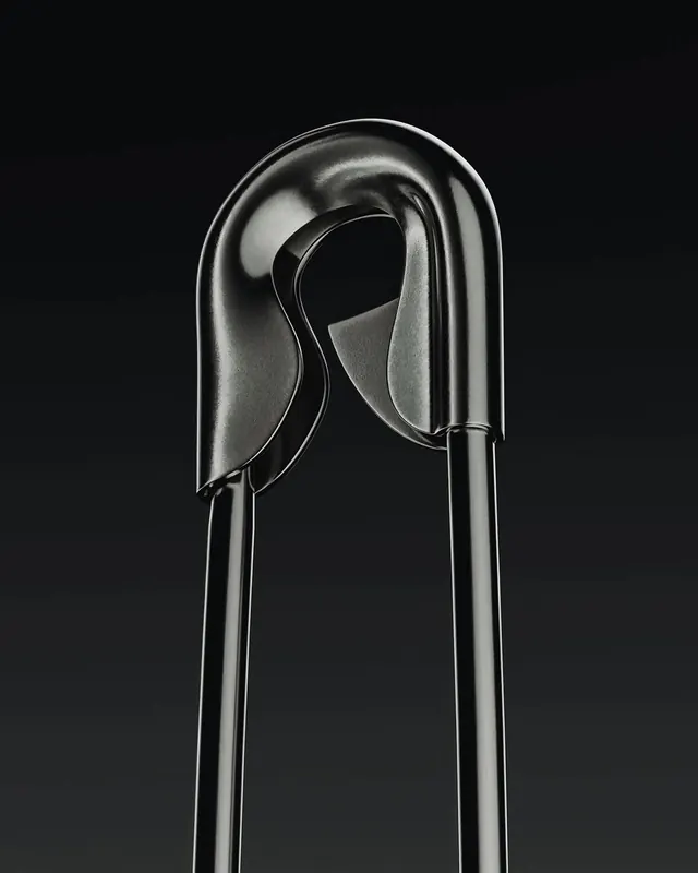 3D Metallic Abstract Sculpture, minimal, luxury, dark