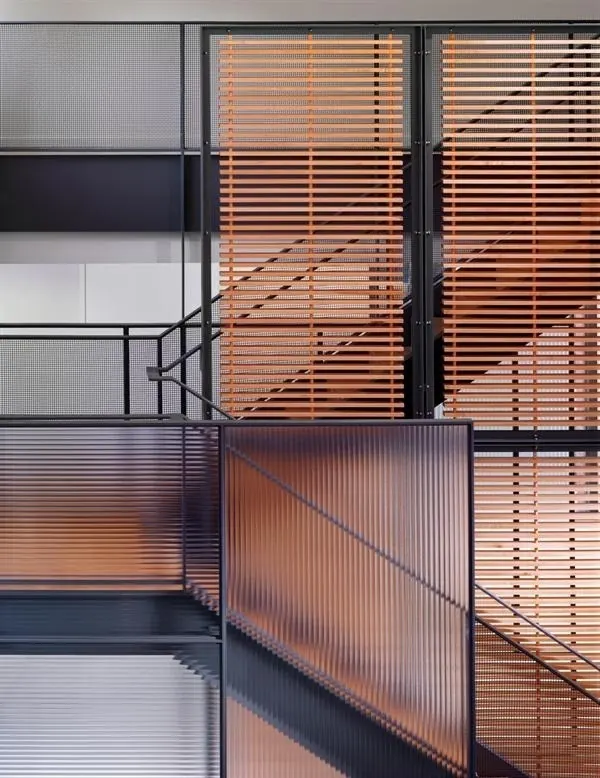 Architectural Interior with Louvers, minimal, geometric, warm
