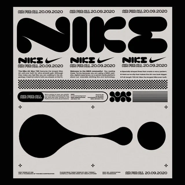 Nike Branding Identity System, swiss, minimal, monochrome