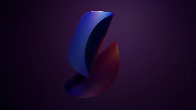 Abstract 3D Ribbon Logo, 3d-render, gradient-heavy, dark
