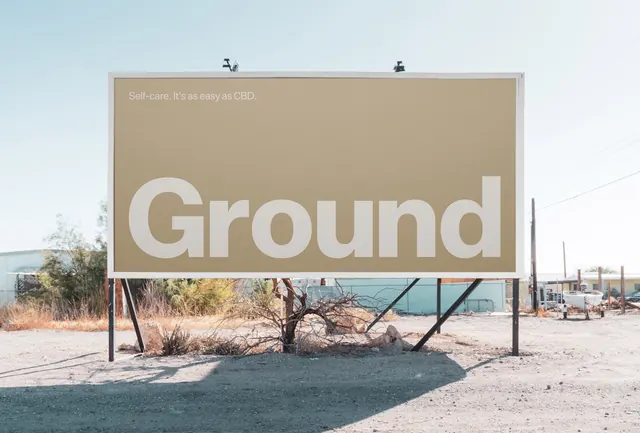 Ground Billboard Mockup, minimal, boxed, muted