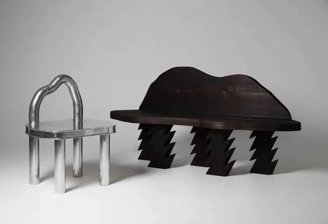 Abstract Sculptural Furniture Mockup, minimal, organic, monochrome