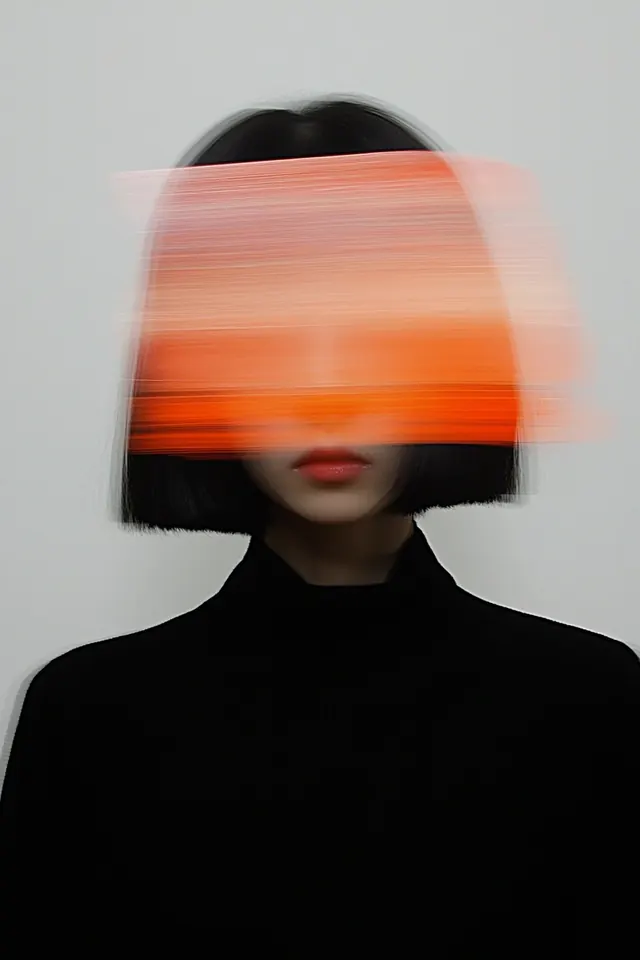 Motion Blur Portrait, minimal, abstract, high-contrast