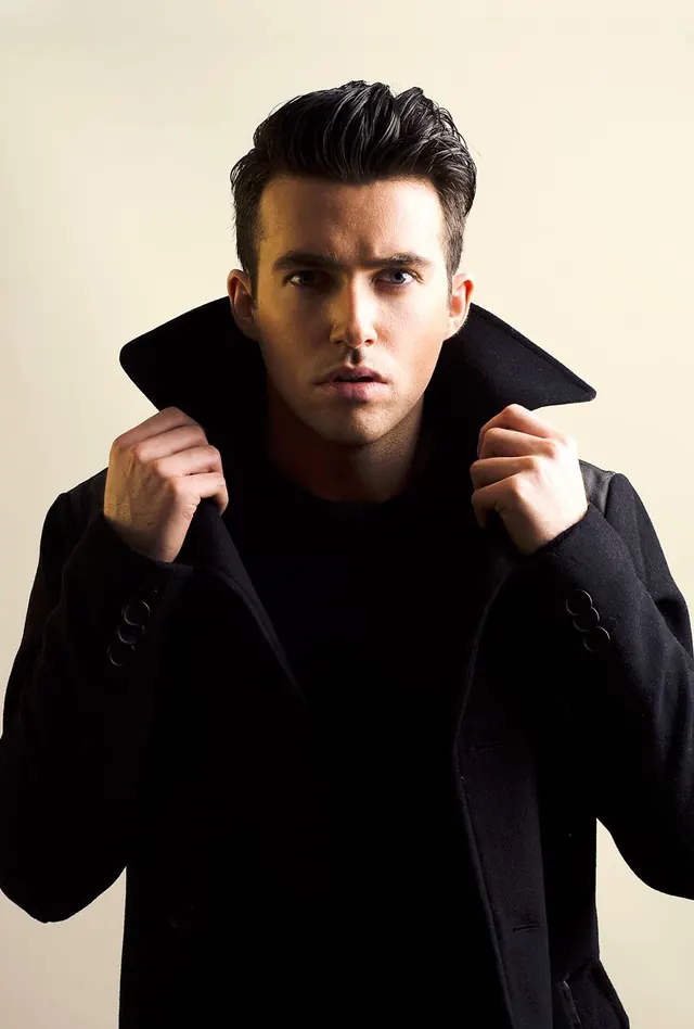 Portrait of a Man in a Black Jacket, photographic, luxury, dark