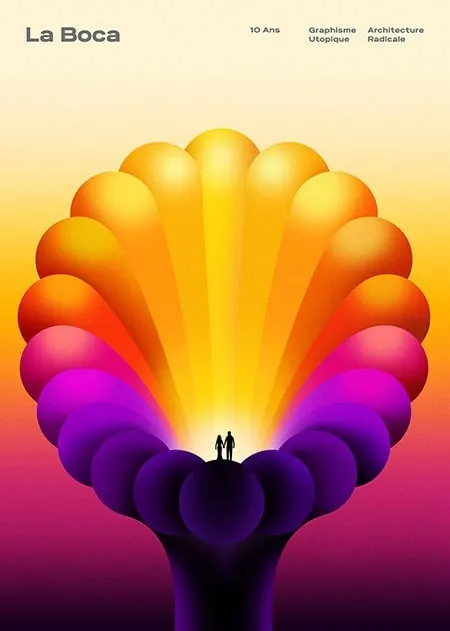 La Boca Poster Design, gradient-heavy, illustrated, vibrant