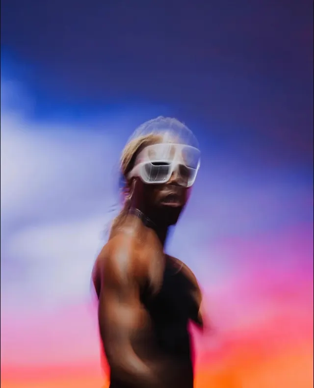 Abstract Portrait with Motion Blur, abstract, gradient-heavy, vibrant