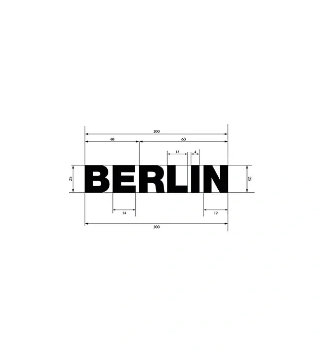 Berlin Wordmark Construction Sheet, minimal, swiss, monochrome