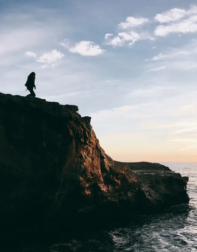 Silhouette on a Cliff, minimal, photographic, dark