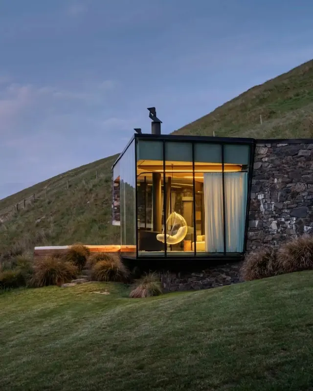 Modern Glass House Architecture, minimal, luxury, dark