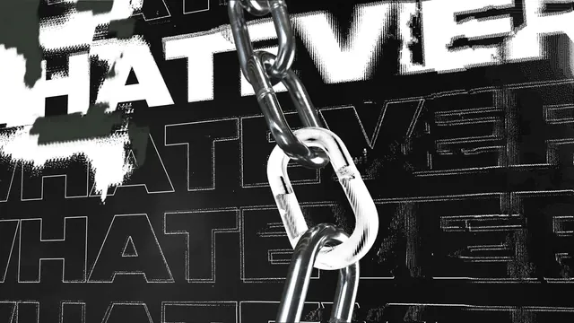 Abstract Chain and Typography Collage, brutalist, neo-brutalist, dark