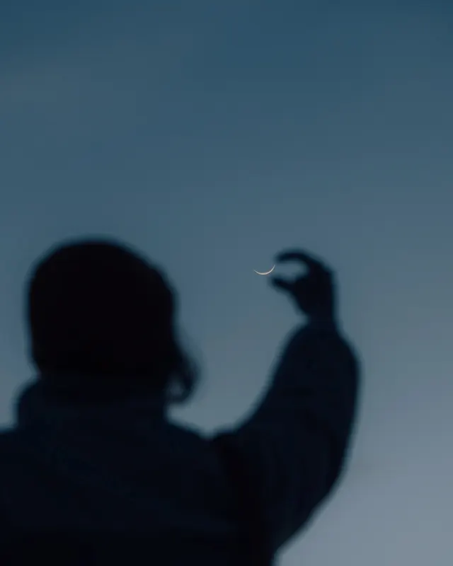 Silhouette Holding Light, minimal, photographic, dark
