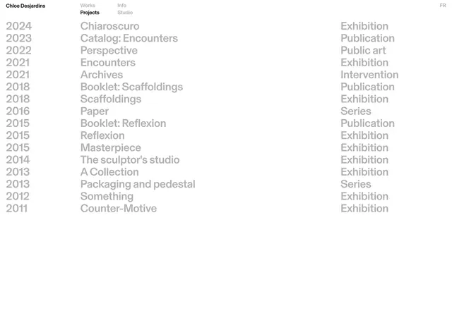 Typography List Layout, minimal, swiss, monochrome