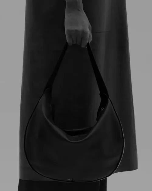 Black Leather Shoulder Bag Mockup, minimal, monochrome, monochrome