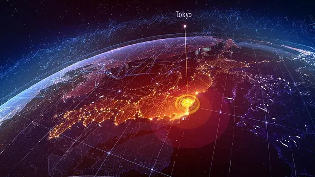 Global Connectivity and Data Visualization Map, dark-mode, technical, dark