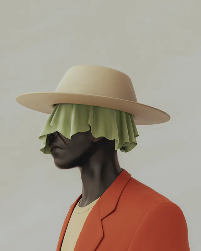 Surrealist Fashion Portrait, minimal, luxury, vibrant