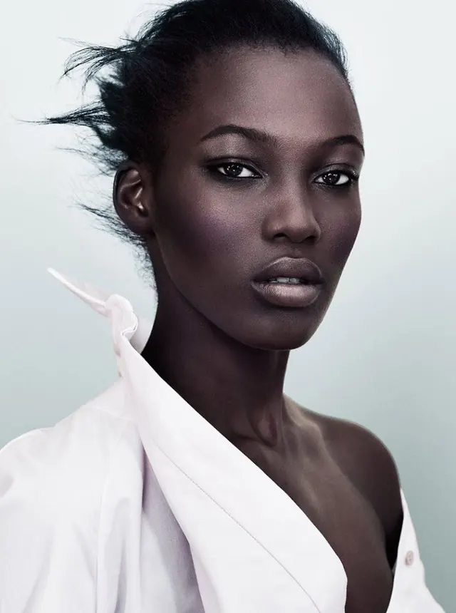 Portrait of a Woman in White Garment, minimal, luxury, high-contrast