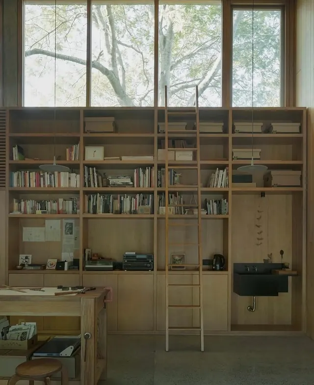 Minimalist Library Interior, minimal, photographic, muted