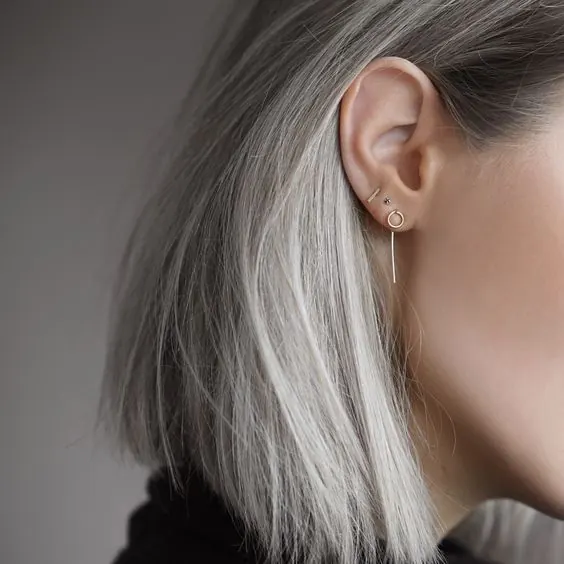 Minimalist Gold Hoop Earring on Model, minimal, luxury, light
