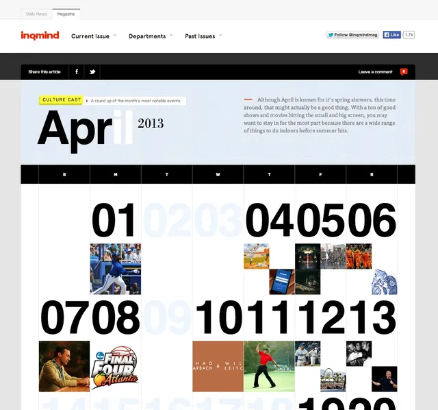 Calendar and Date Layout Design, swiss, minimal, high-contrast