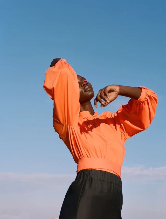Fashion Editorial Portrait, minimal, photographic, vibrant