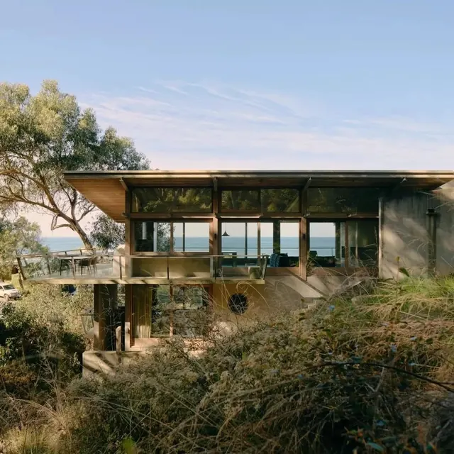 Modernist Pavilion Architecture, minimal, photographic, earthy