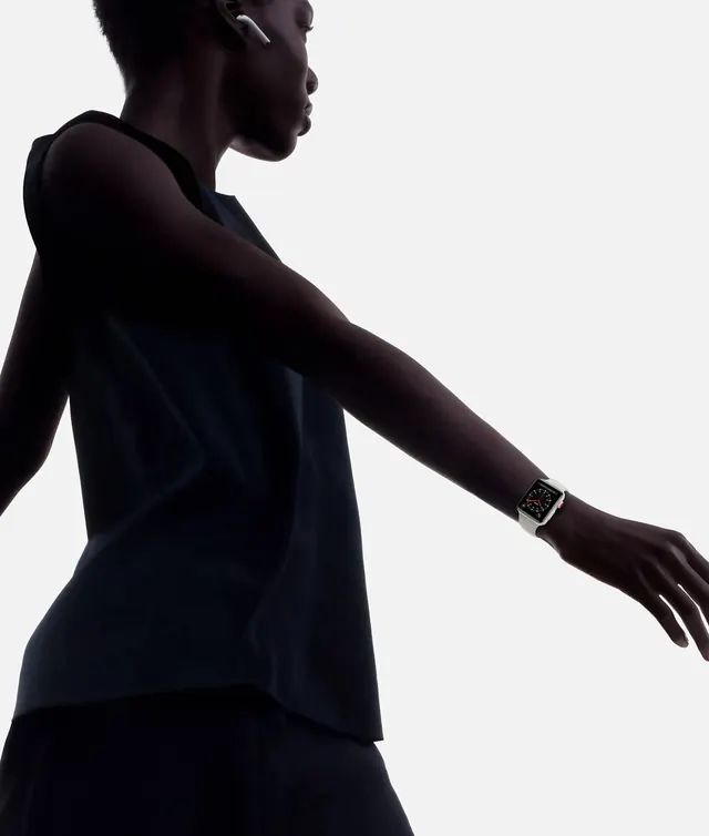 Woman in Sleeveless Top with Watch, minimal, photographic, monochrome