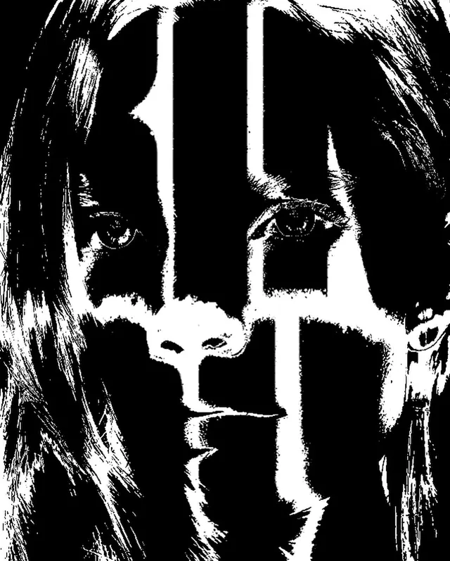 Abstract High-Contrast Portrait, brutalist, monochrome, monochrome
