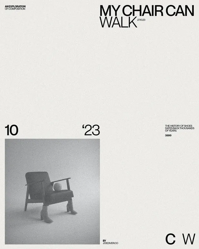 My Chair Can Walk Poster Design, minimal, swiss, monochrome
