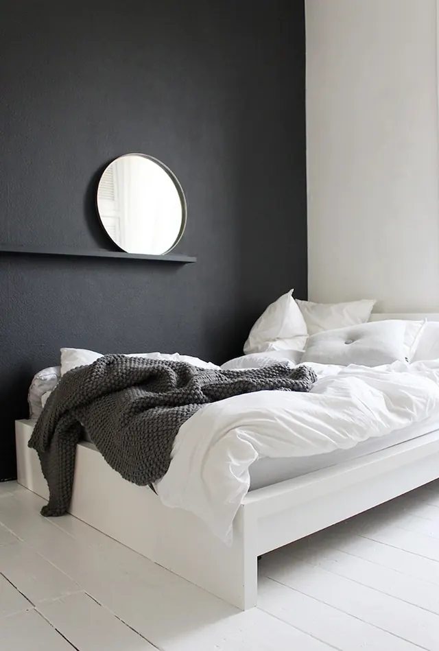 Minimalist Bedroom Interior, minimal, photographic, monochrome