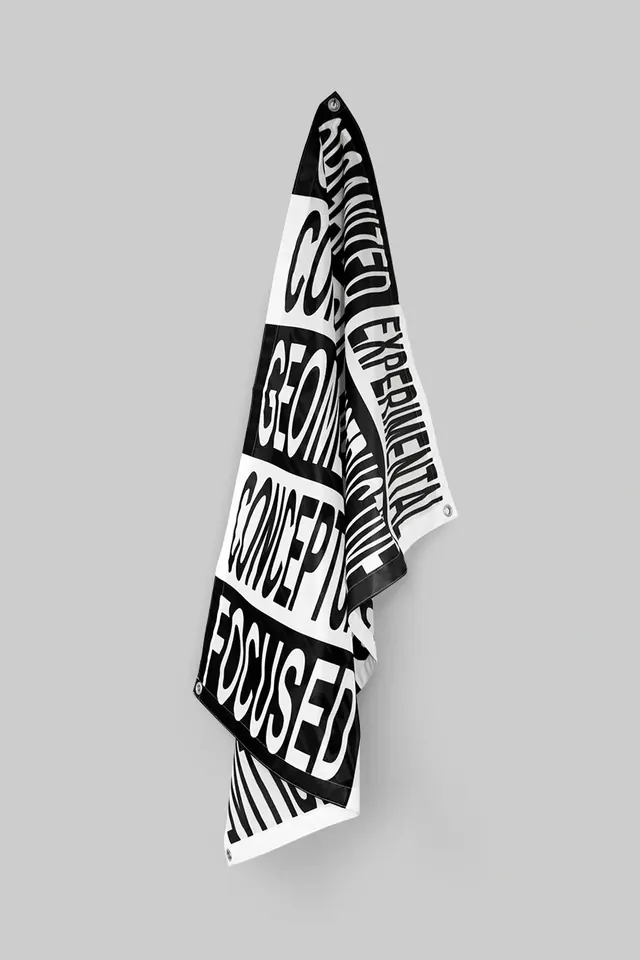 Vertical Typography Wordmark, brutalist, neo-brutalist, monochrome