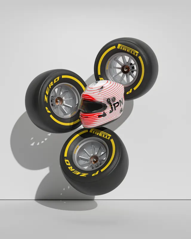 3D Racing Wheel Mockup, 3d-render, geometric, vibrant