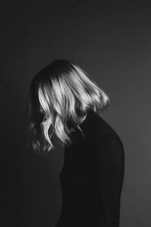 Monochrome Portrait of a Woman with Blonde Hair, minimal, monochrome, monochrome