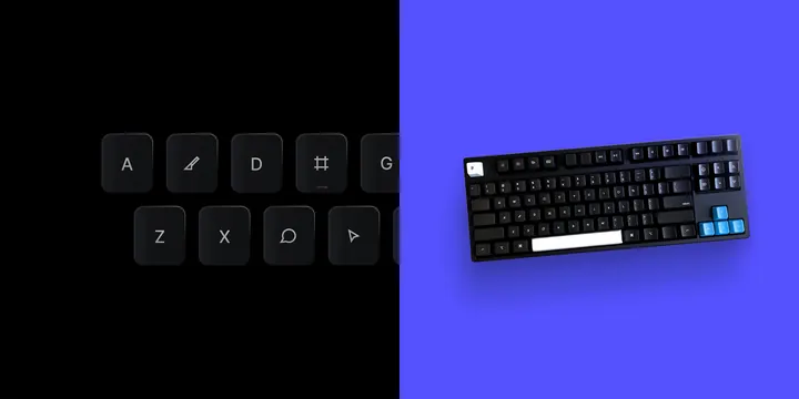 Keyboard Character and Layout Mockup, minimal, boxed, dark