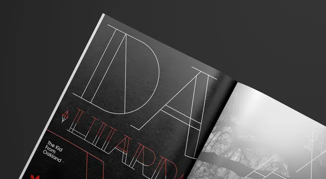 Minimalist Editorial Layout with Line Art, minimal, swiss, dark