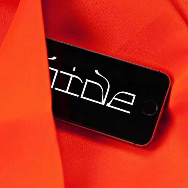 Stylized Wordmark on Smartphone Mockup, minimal, dark-mode, vibrant