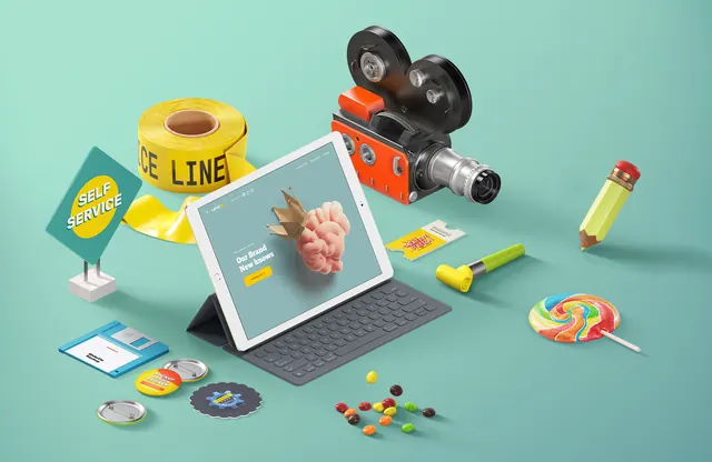 Creative Tech & Media Collage, playful, maximalist, vibrant