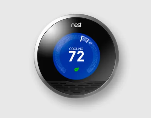 Smart Home Thermostat Mockup, minimal, corporate-clean, dark