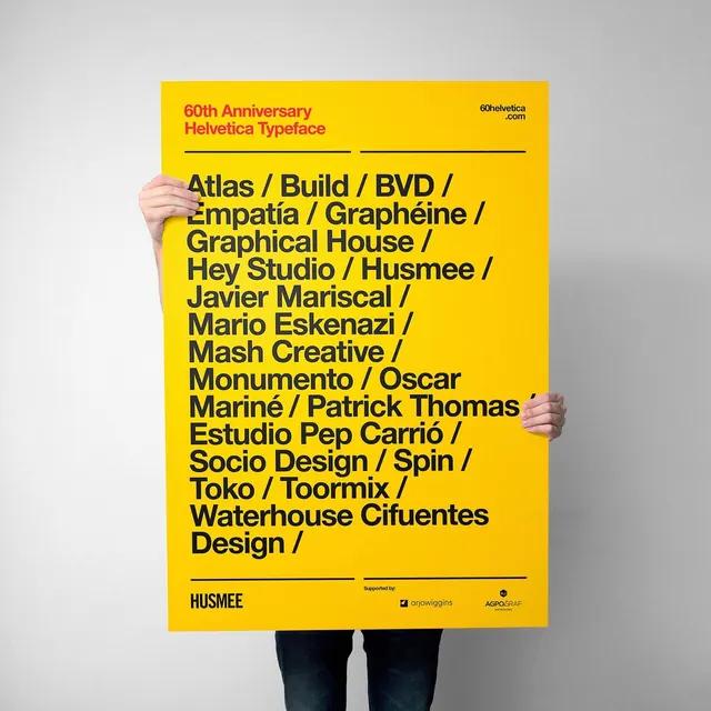 Helvetica Typeface 60th Anniversary Poster, minimal, swiss, vibrant